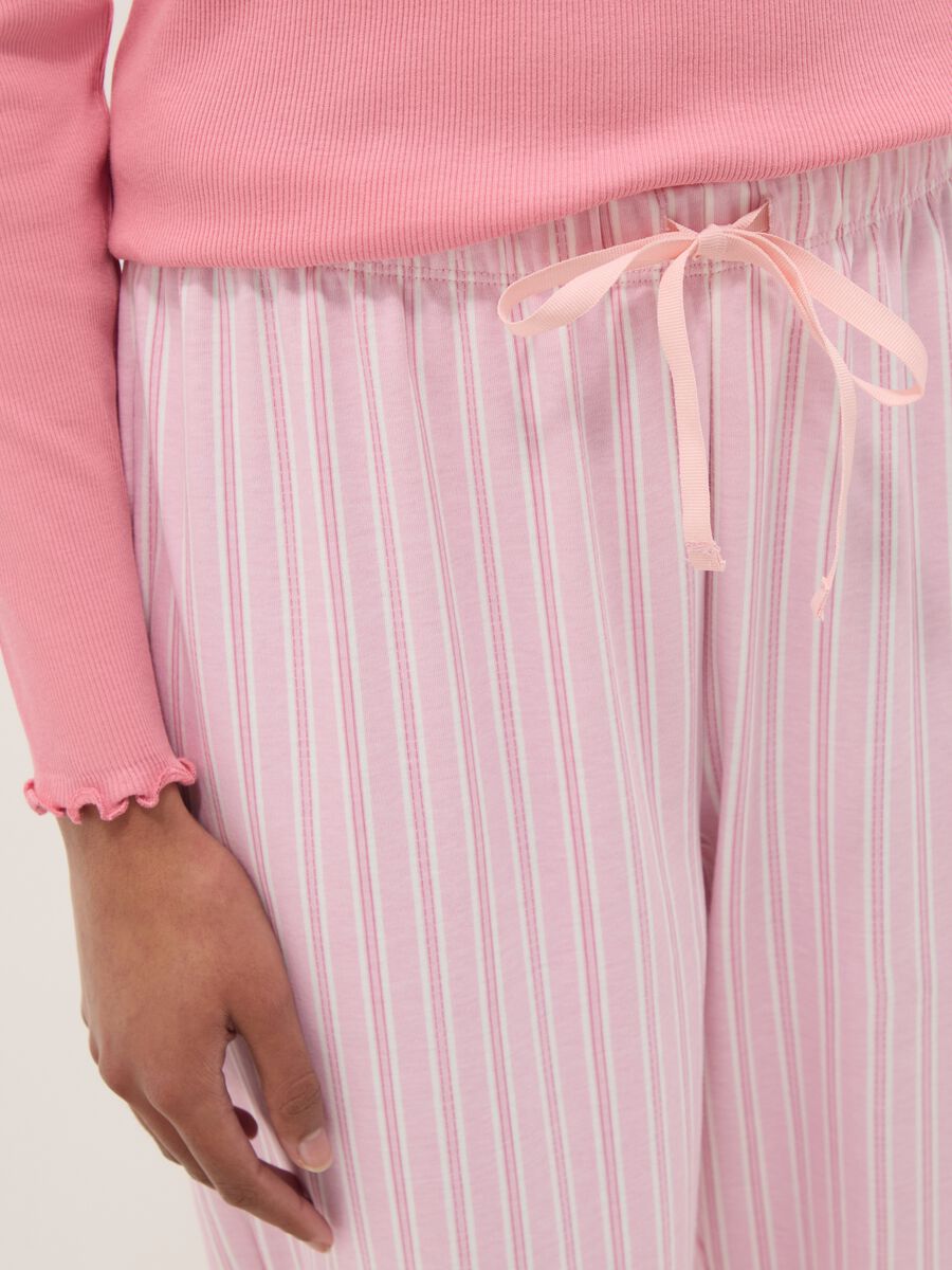 Regular fit pink striped pure cotton pyjama trousers_3