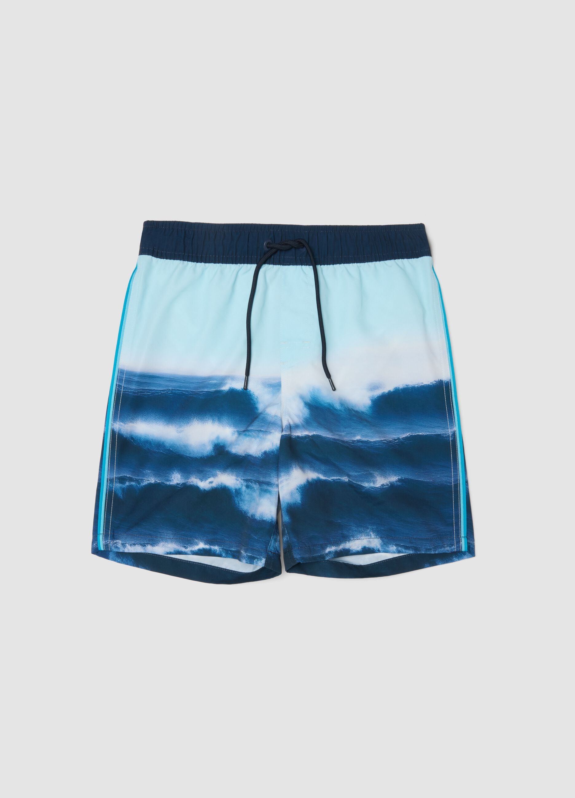 Boxer mare blu con stampa onde per ragazzo