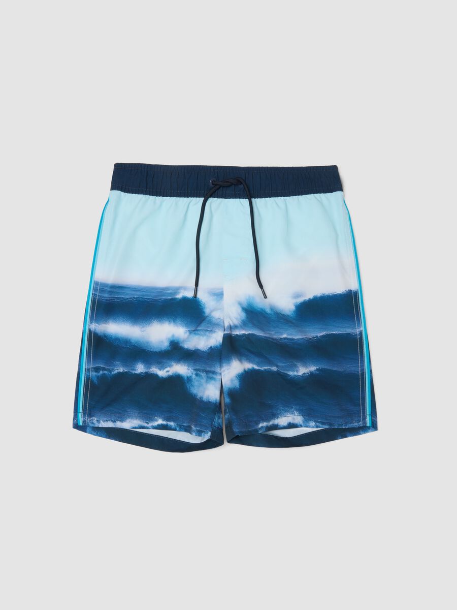 Boxer mare blu con stampa onde per ragazzo_0