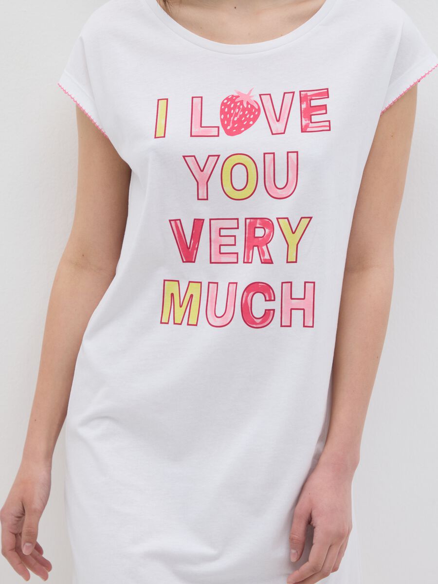 Women's White Pure Cotton Nightdress Regular Fit with 'I Love You Very Much' Print_3