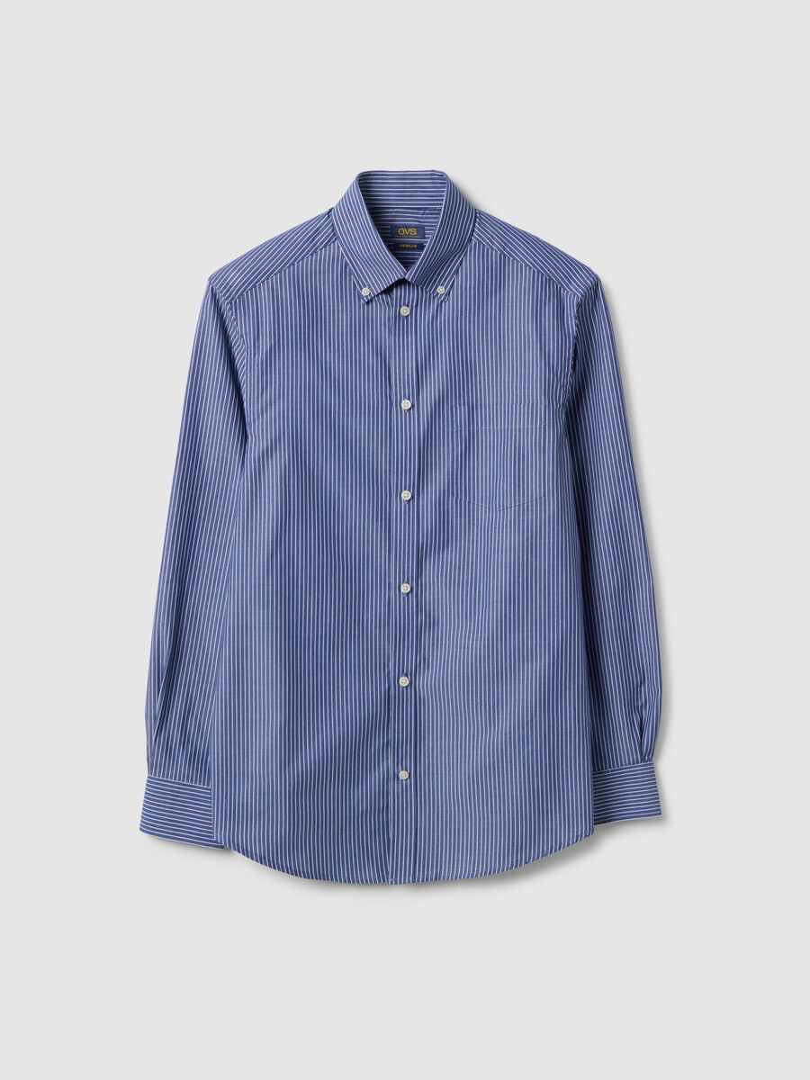 Multi-coloured striped cotton blend shirt, regular fit_4