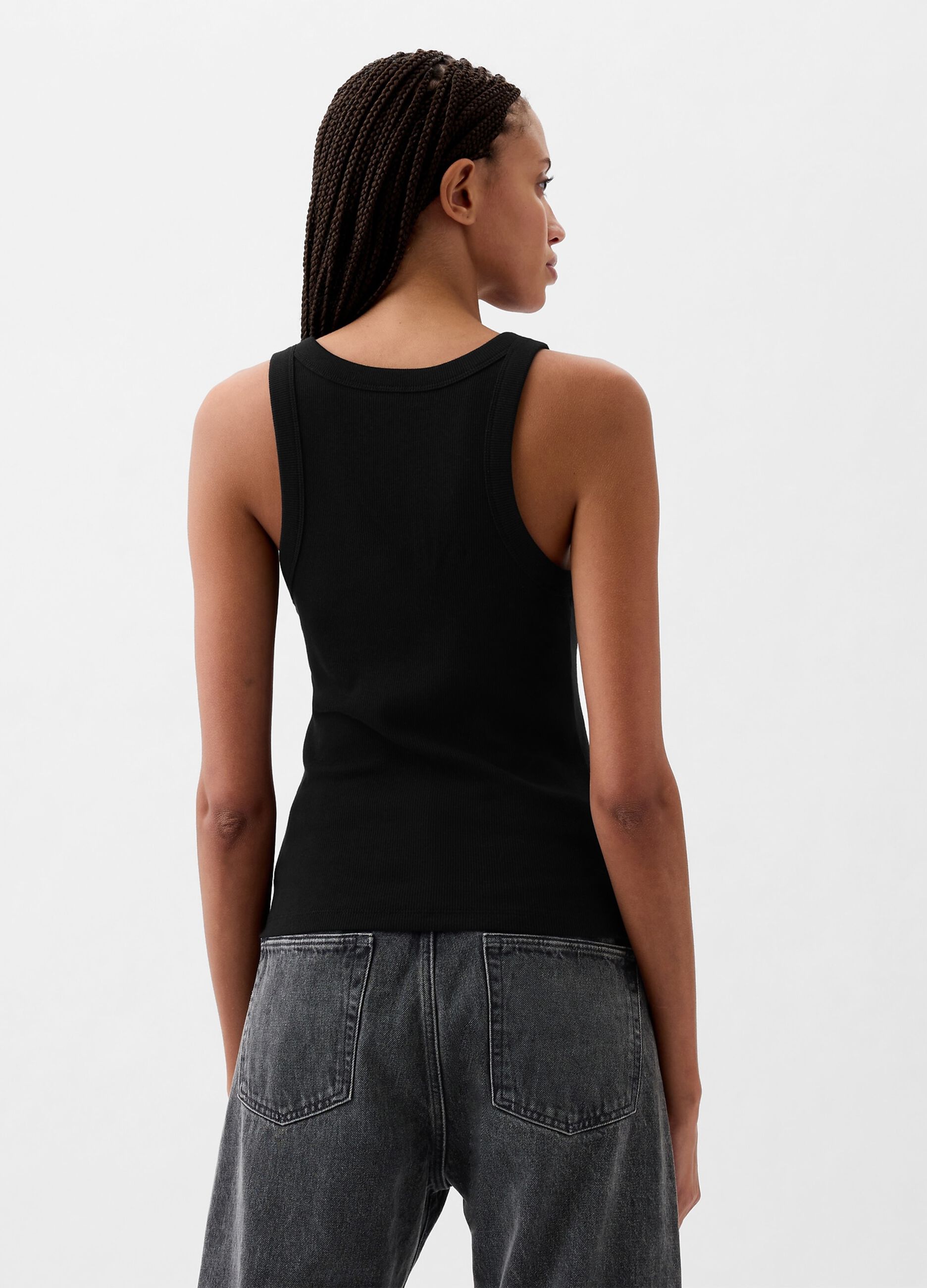 Ribbed tank top with halter neck