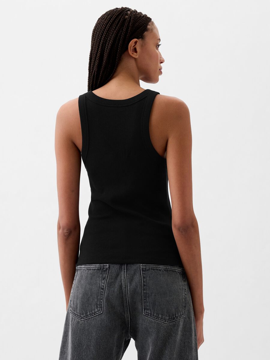 Ribbed tank top with halter neck_1