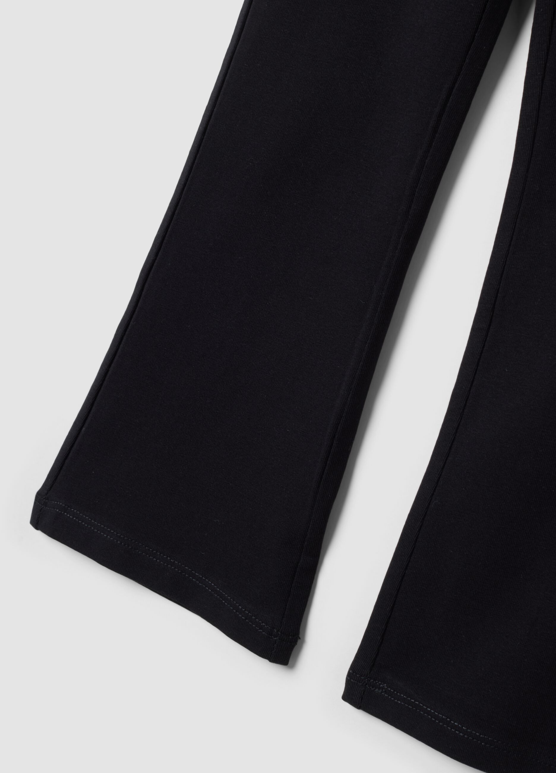 Black stretch cotton flared leggings for girls