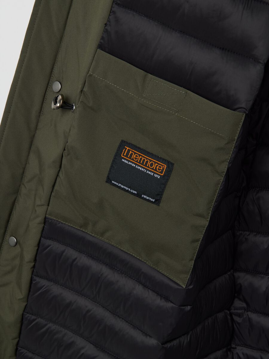 Green padded parka regular fit with hood and zip_1