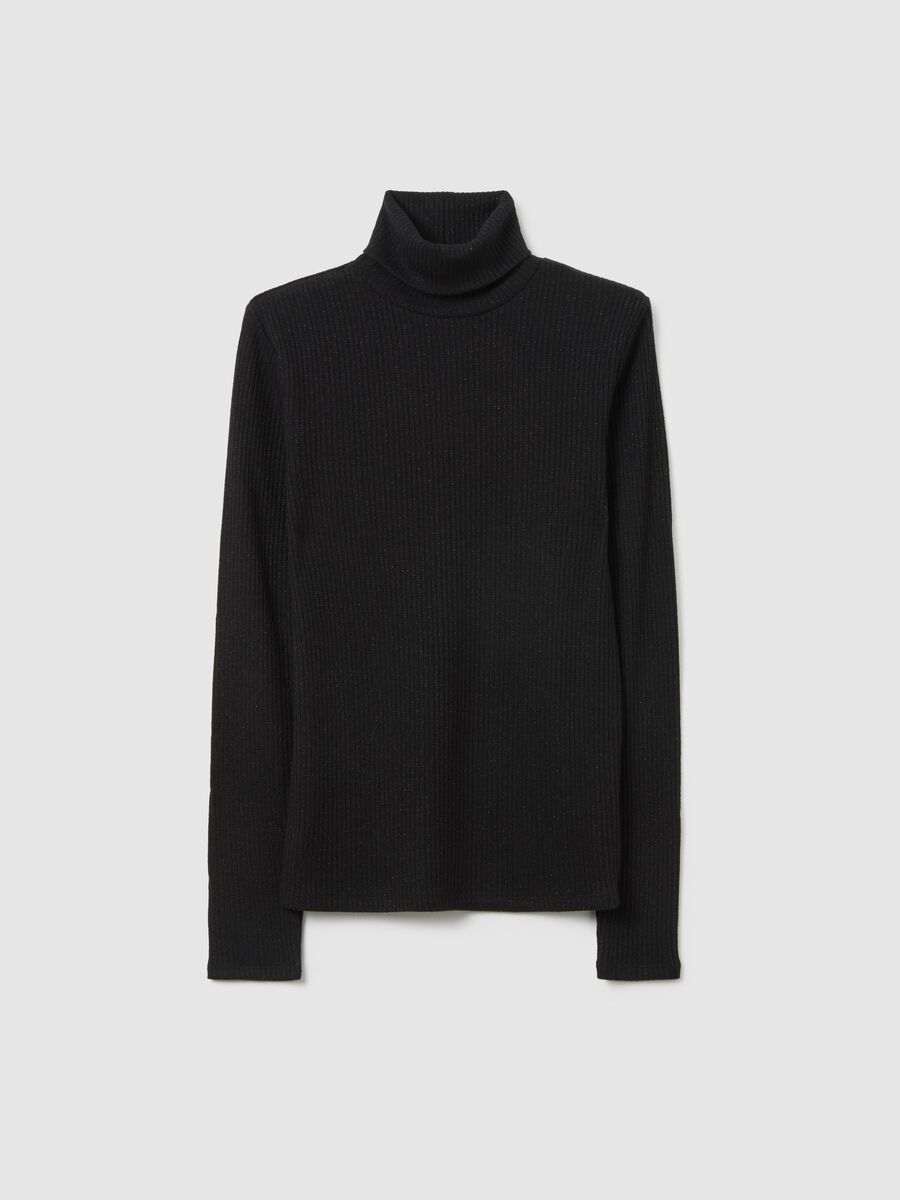 Maglia girocollo con maniche lunghe a righe nera regular fit_4