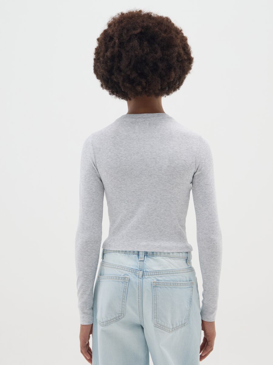 Maglia da ragazza in cotone elasticizzato grigia regular fit_1