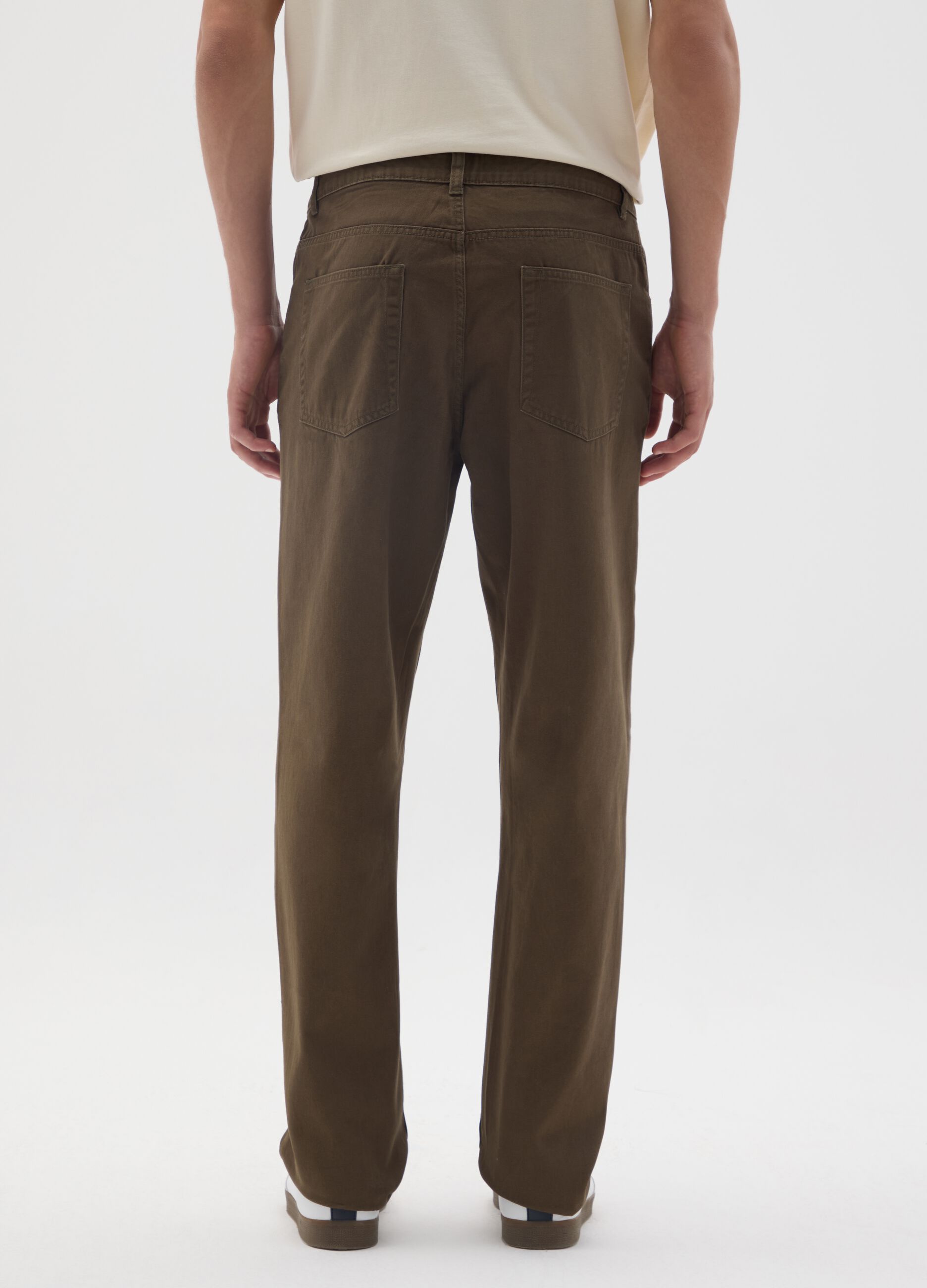 Brown pure cotton regular fit trousers