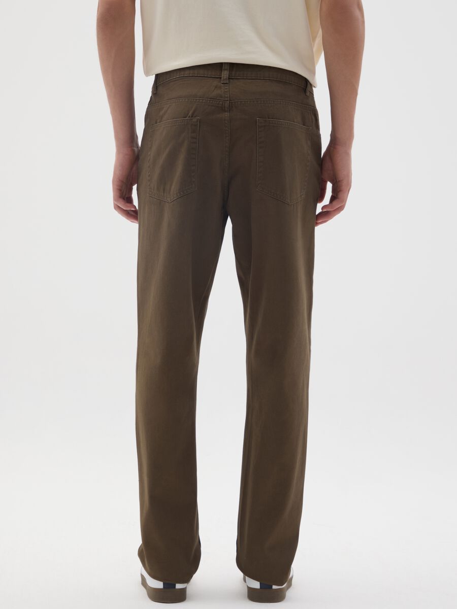 Brown pure cotton regular fit trousers_2