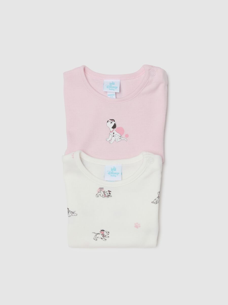Multicolour baby girl's bodysuit twin pack in pure cotton with prints_3