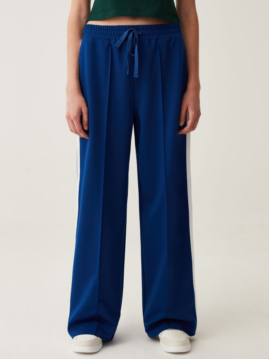 Joggers wide leg con bande a contrasto_3