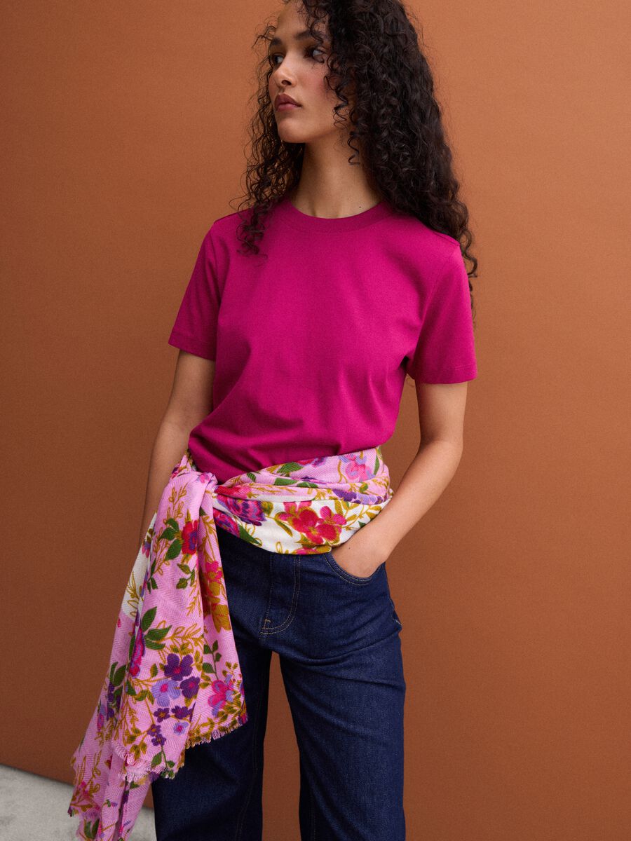 Pink regular-fit crew-neck T-shirt in pure Supima cotton_1