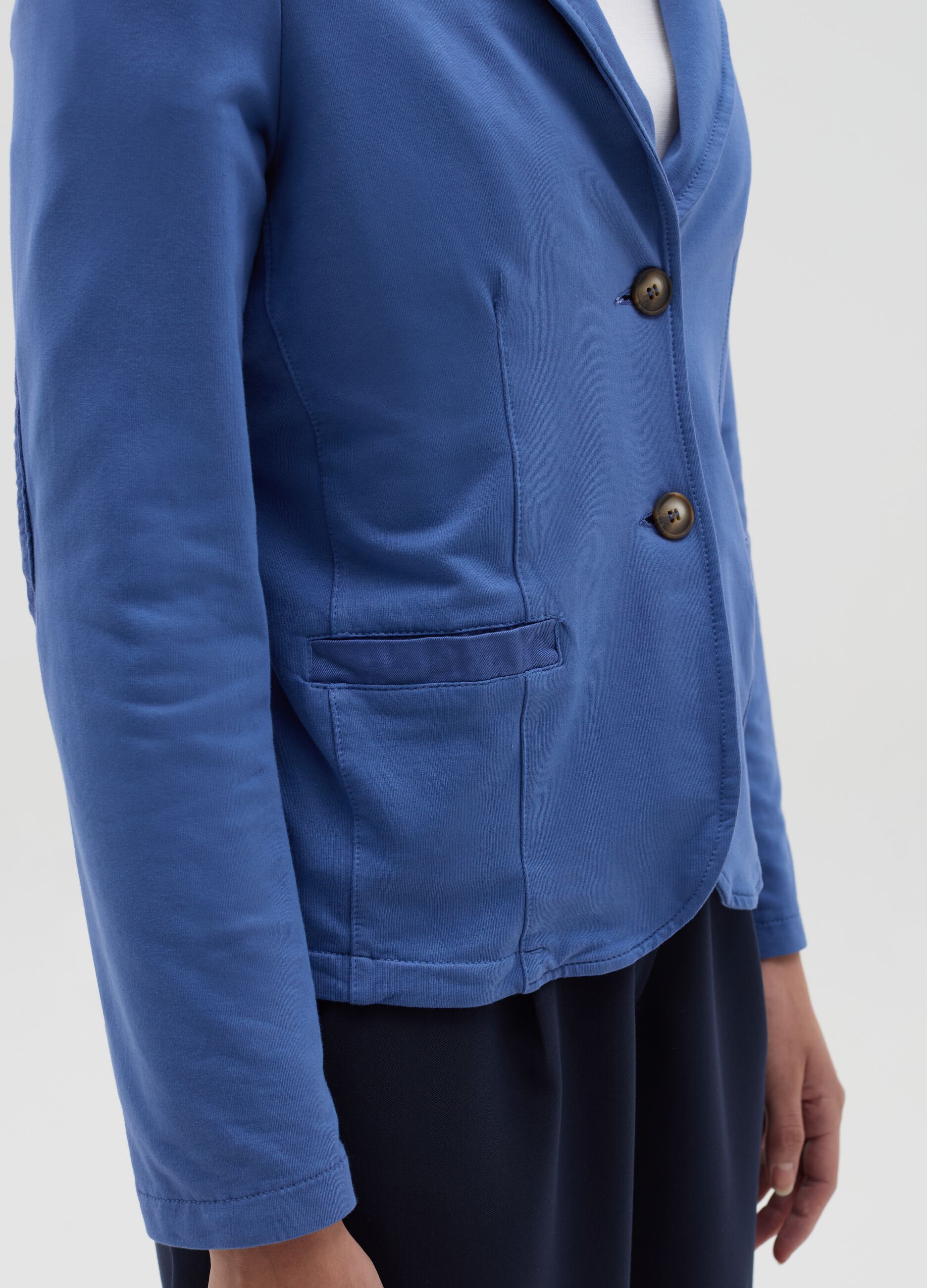 Single-breasted blazer in stretch cotton