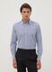 Blue striped cotton-blend button-down shirt, easy iron, slim fit_0