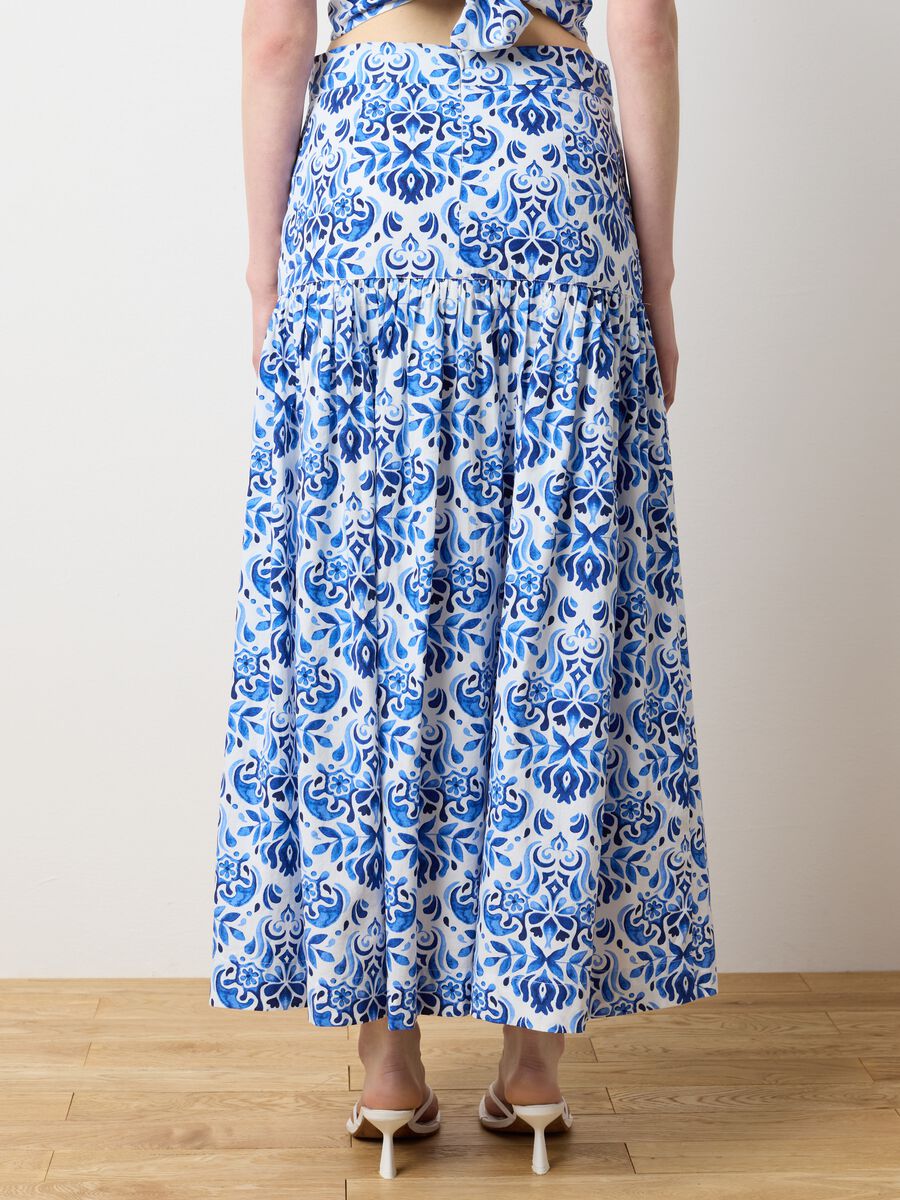 Women's Long Skirt in Pure Cotton Multicolour Regular Fit with Pattern_3