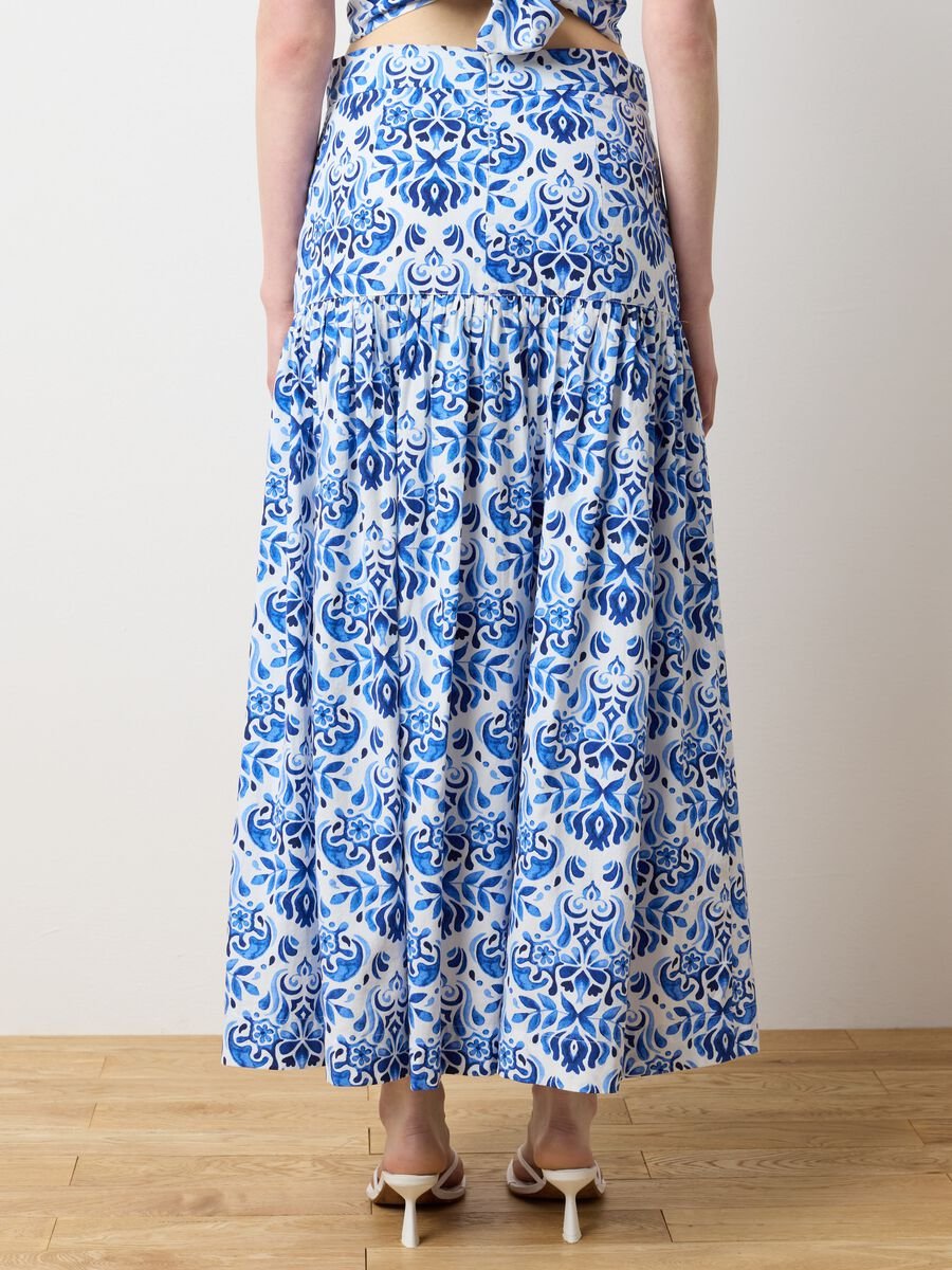 Women's Long Skirt in Pure Cotton Multicolour Regular Fit with Pattern_3