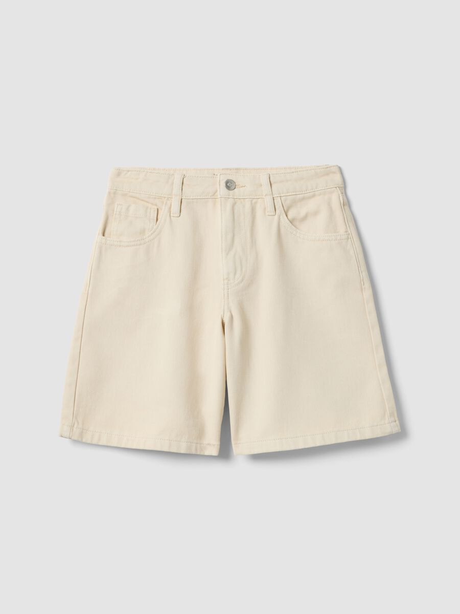 Shorts in puro cotone beige da ragazza regular fit_4