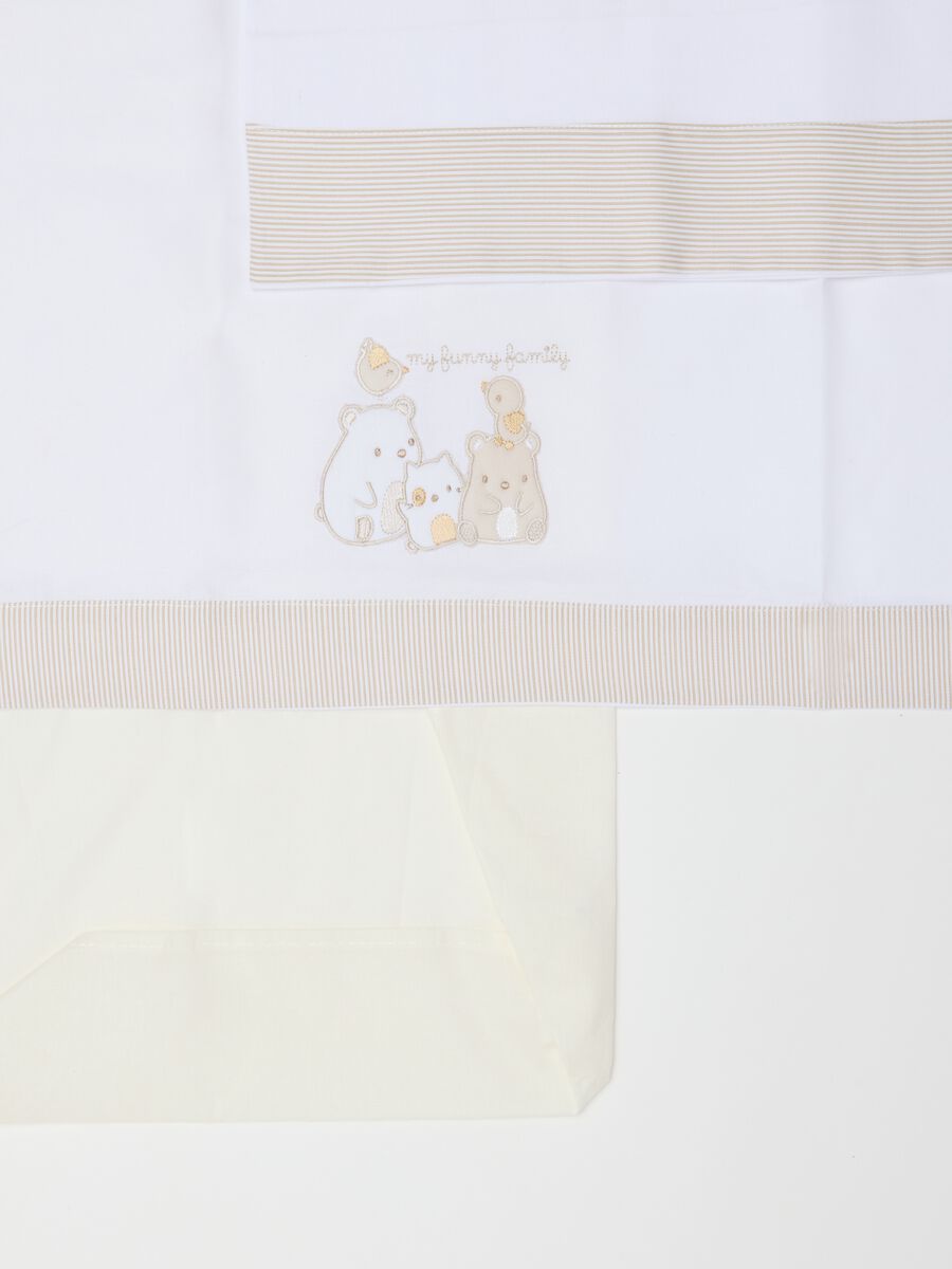 Beige and white pure cotton crib sheet with embroidery_2