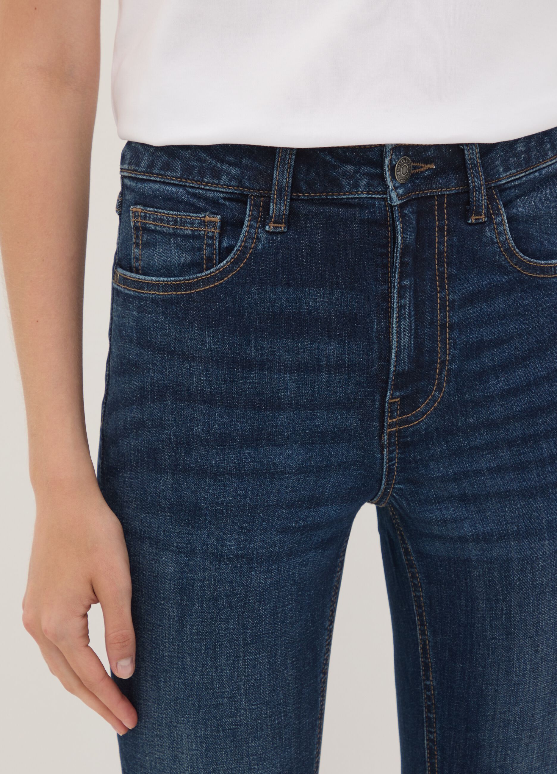 Blue flared stretch-cotton jeans