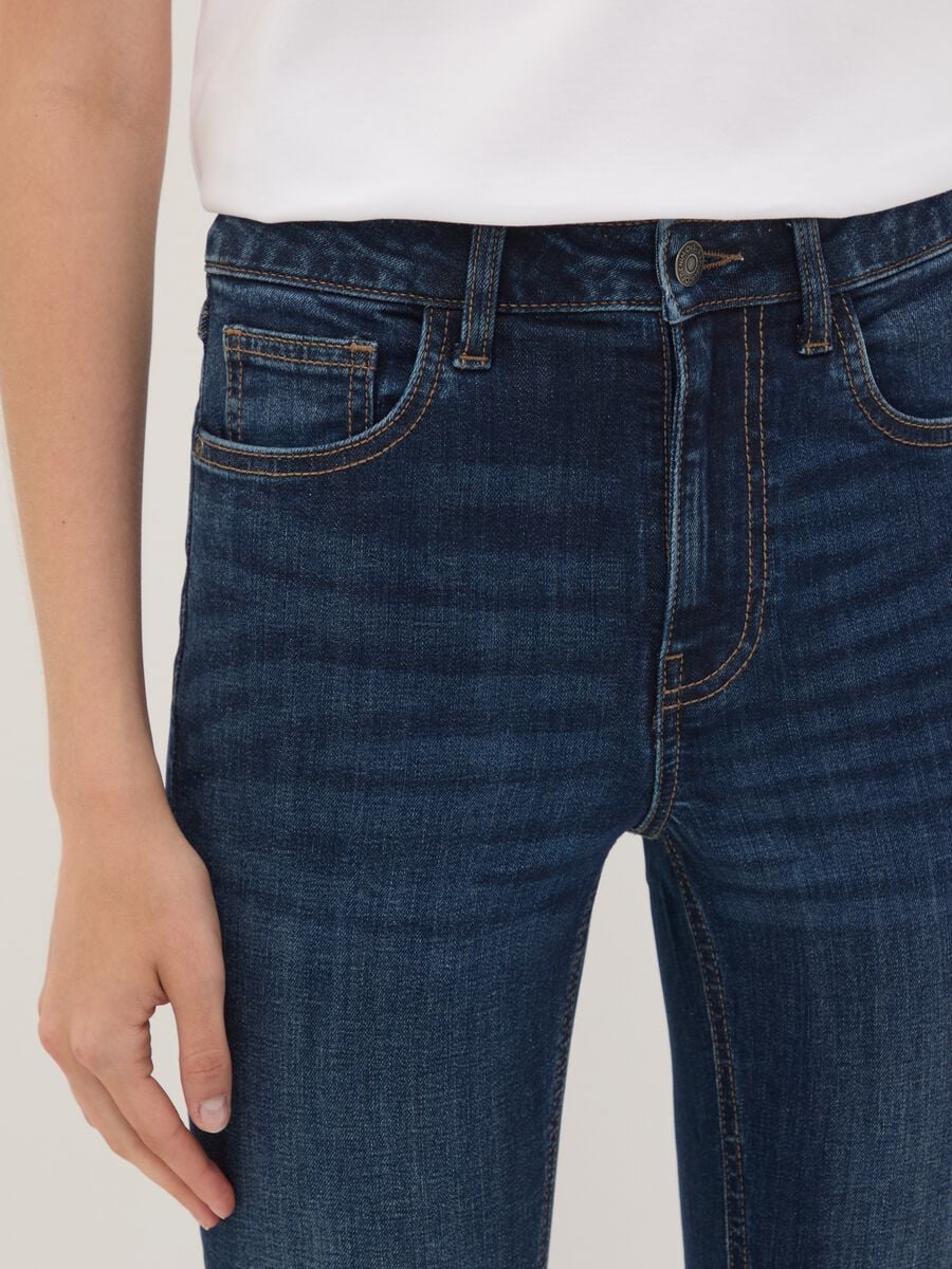 Jeans flare blu in cotone elasticizzato_3