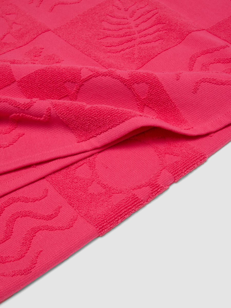 Telo mare rosa in puro cotone con motivo jacquard_1