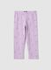 Girls' Purple Stretch Cotton Skinny Fit Leggings with Stars_0