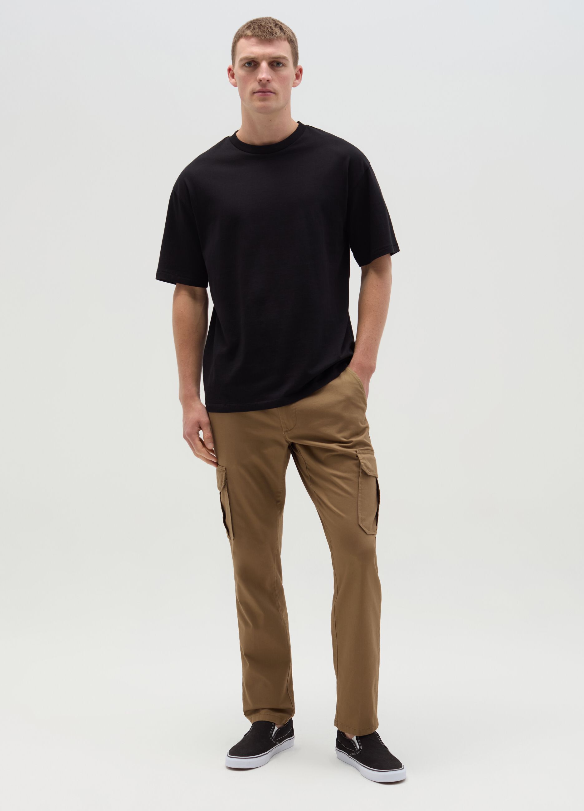 Pantalone cargo in cotone stretch