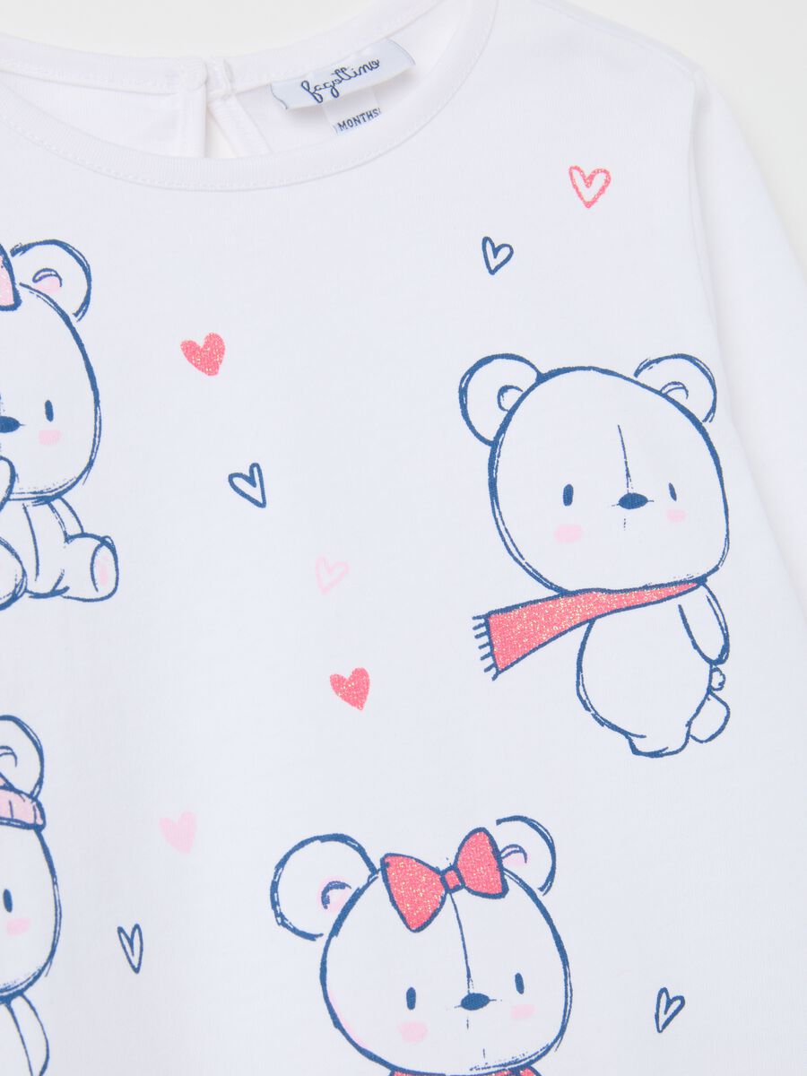 White cotton regular fit girl's top with print_2