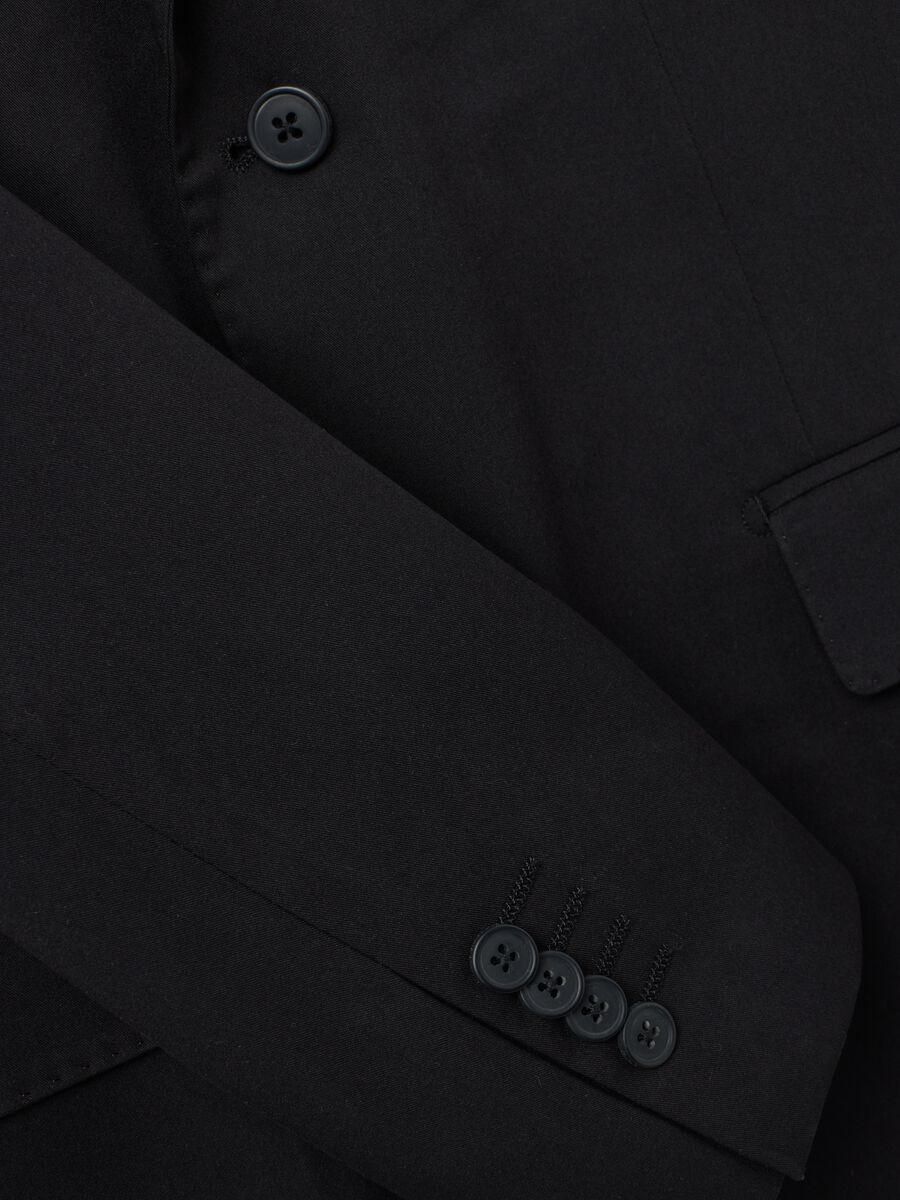 Black regular fit mixed fabric jacket_5