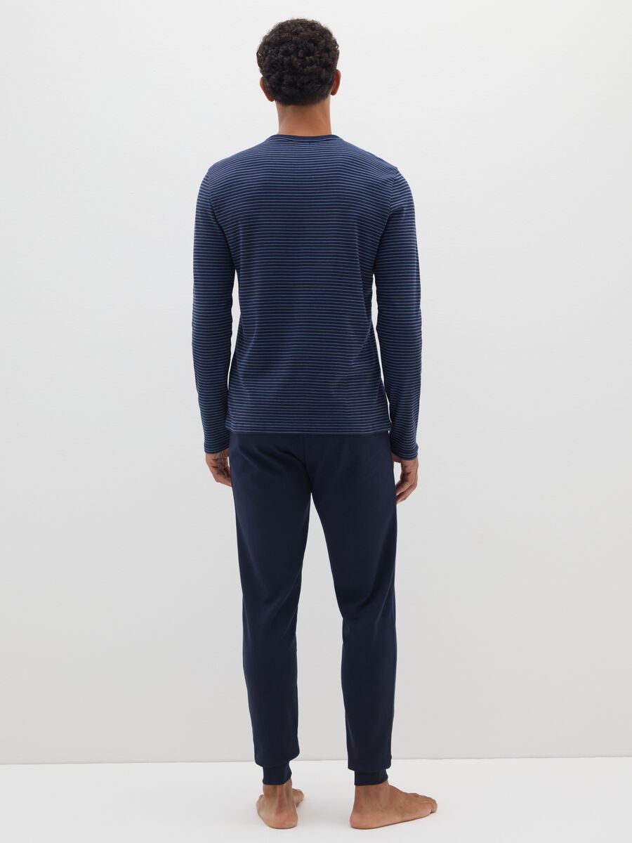 Pigiama blu a righe in puro cotone regular fit_1