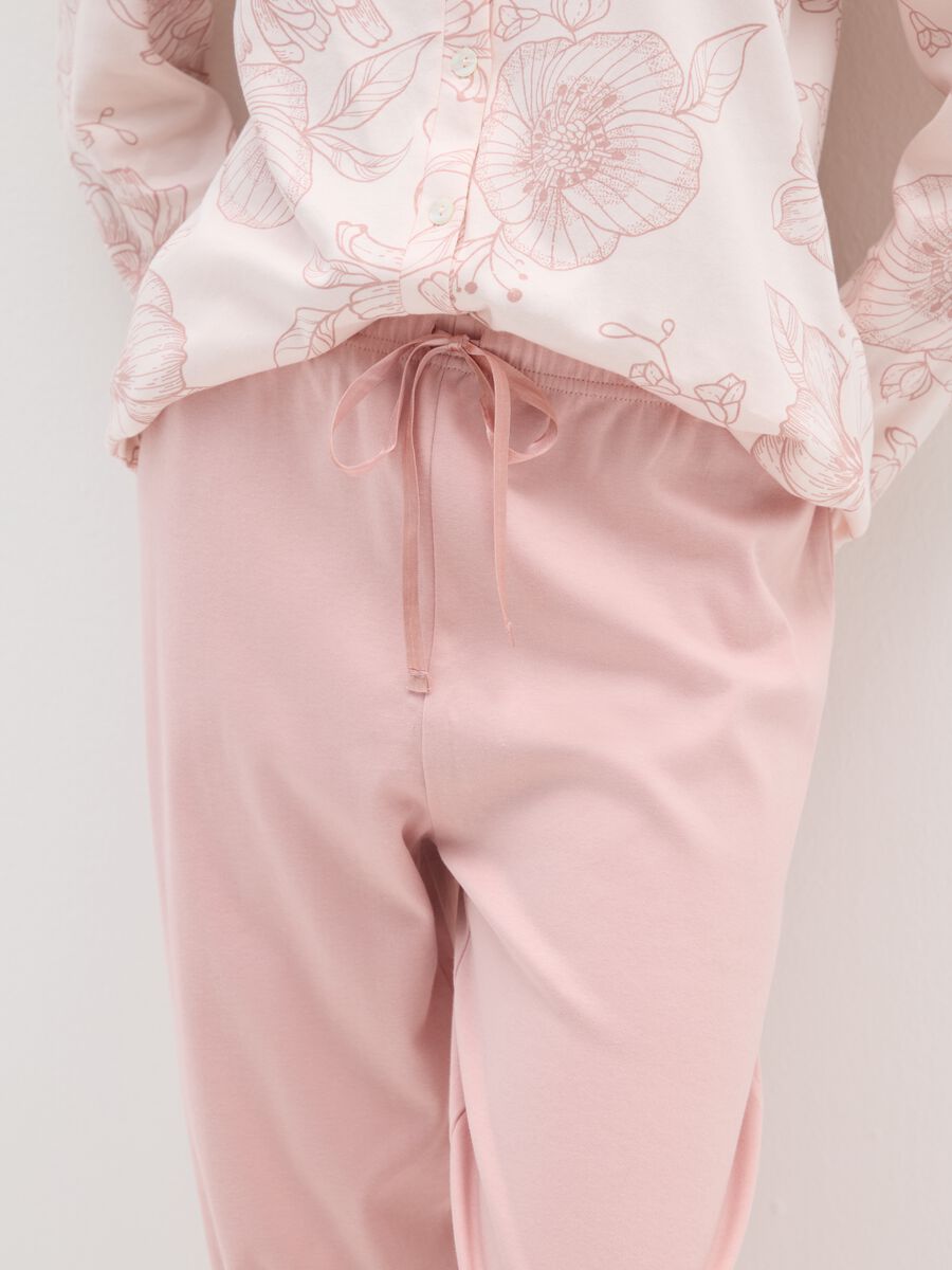 Pink pure cotton regular fit pyjamas with buttons_3