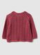 Newborn girl's regular fit pink pure cotton cardigan with perforated design_1
