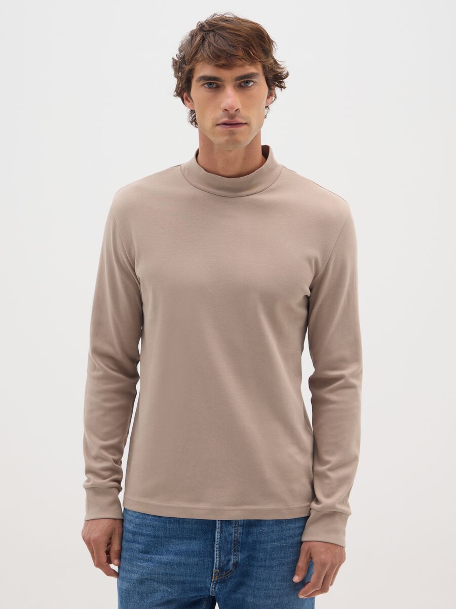 Maglia in puro cotone beige regular fit_0