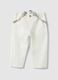 White stretch cotton regular fit trousers for boys_0