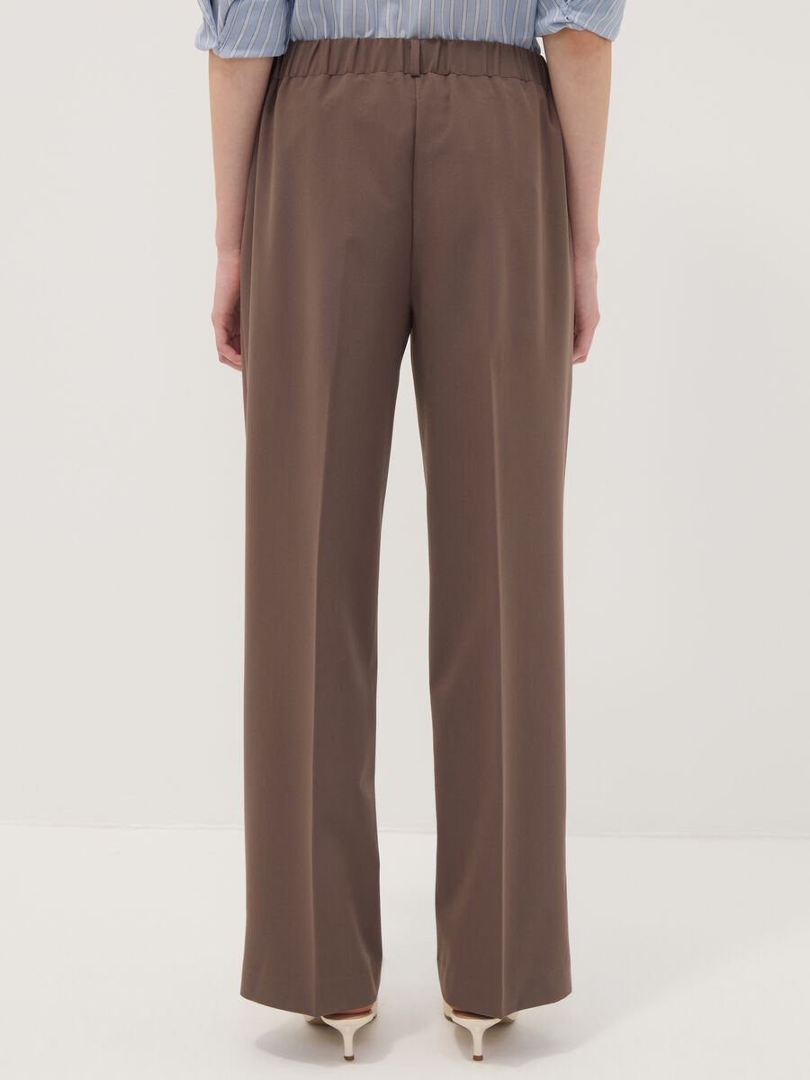 Brown stretch-viscose straight-fit trousers_2