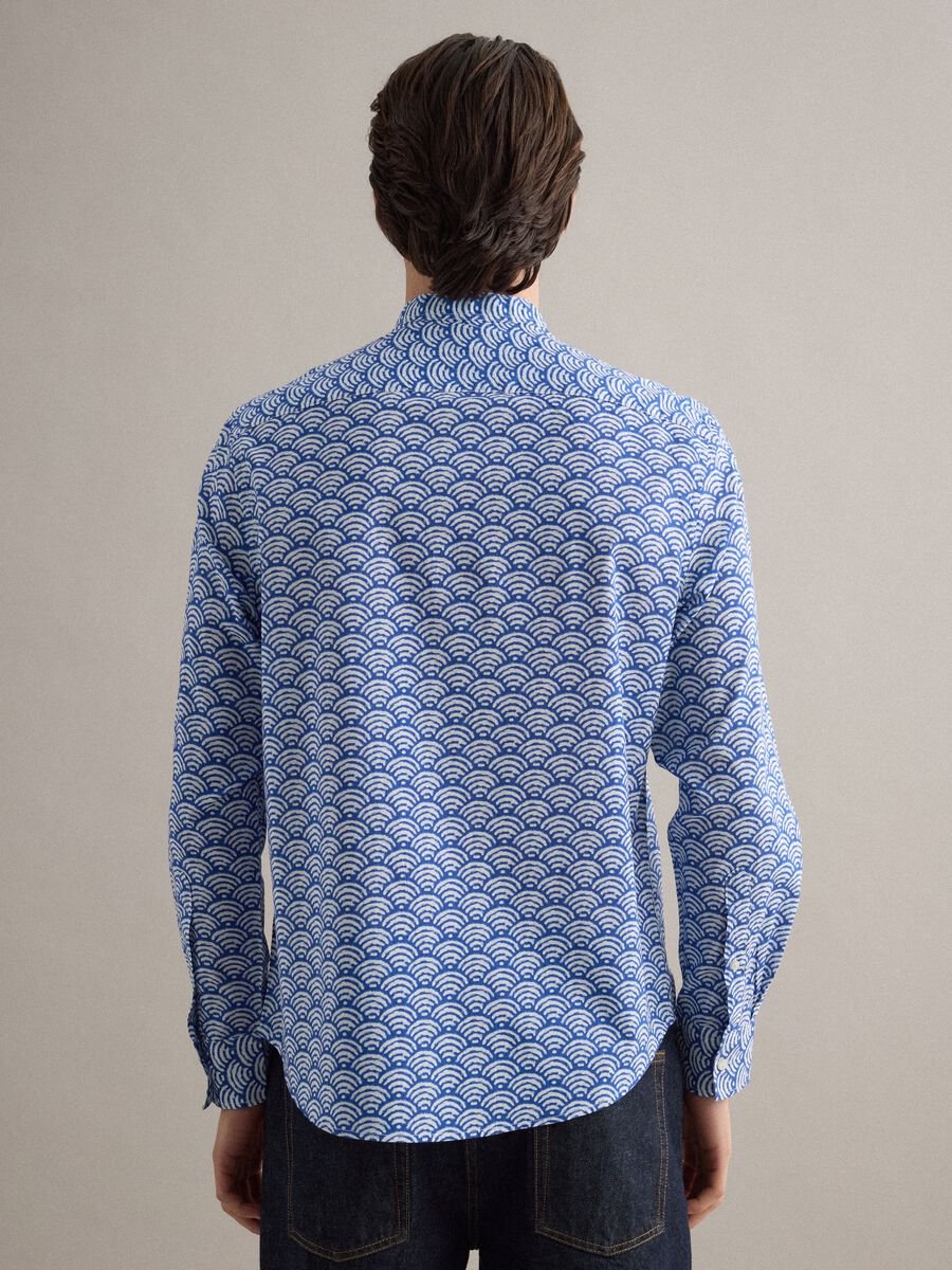 Camicia multicolor con collo alla coreana in puro cotone regular fit_3