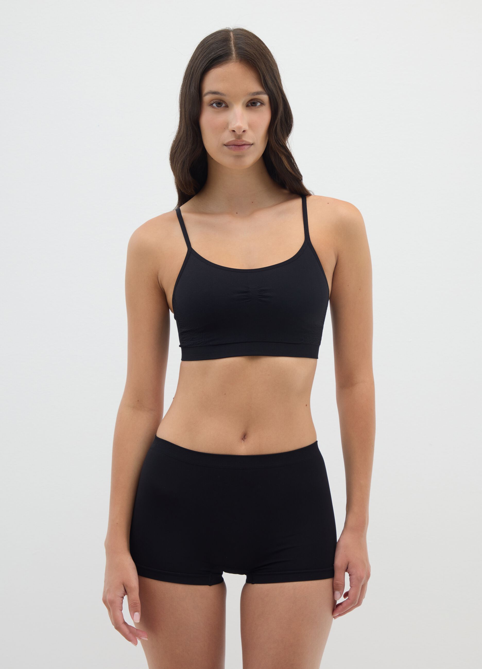  Culotte in tessuto elasticizzato nero