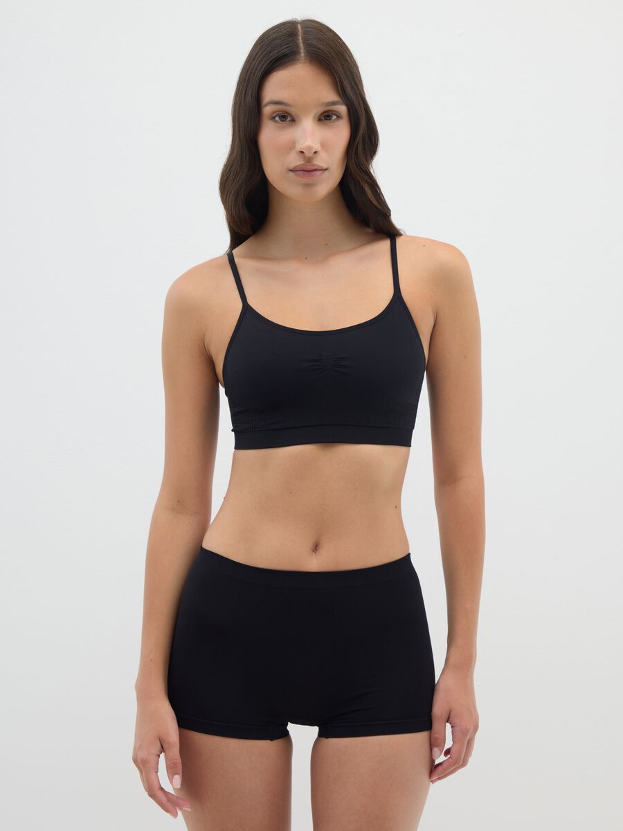 Stretch Fabric Black Culottes_0