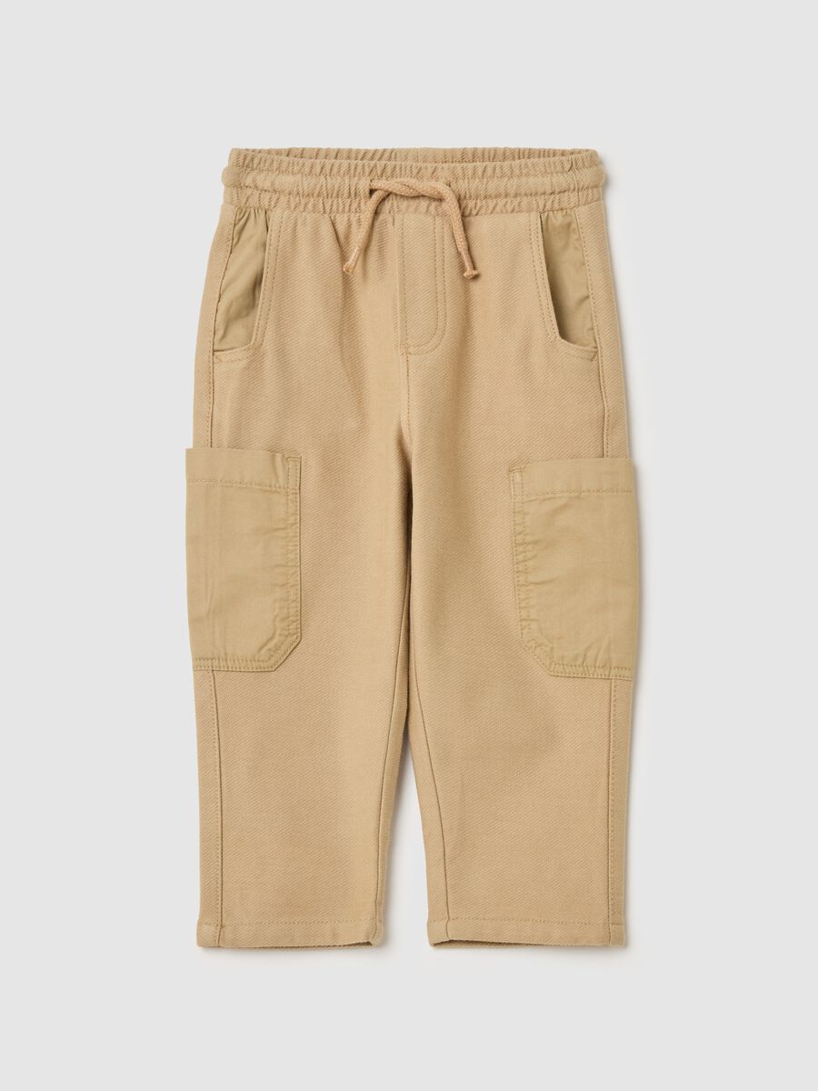 Cotton cargo pants with drawstring_0