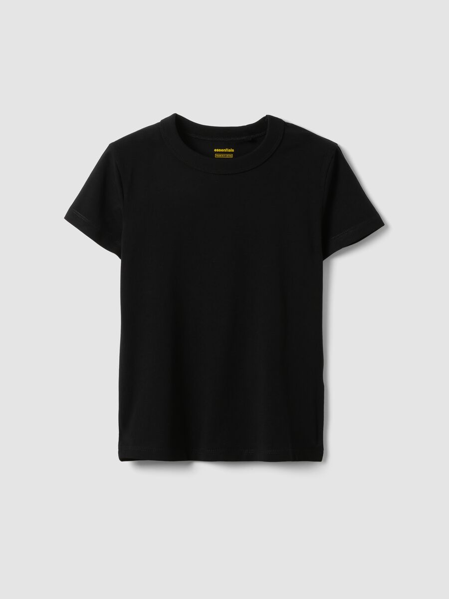 Girls&rsquo; black stretch cotton regular-fit T-shirt_0