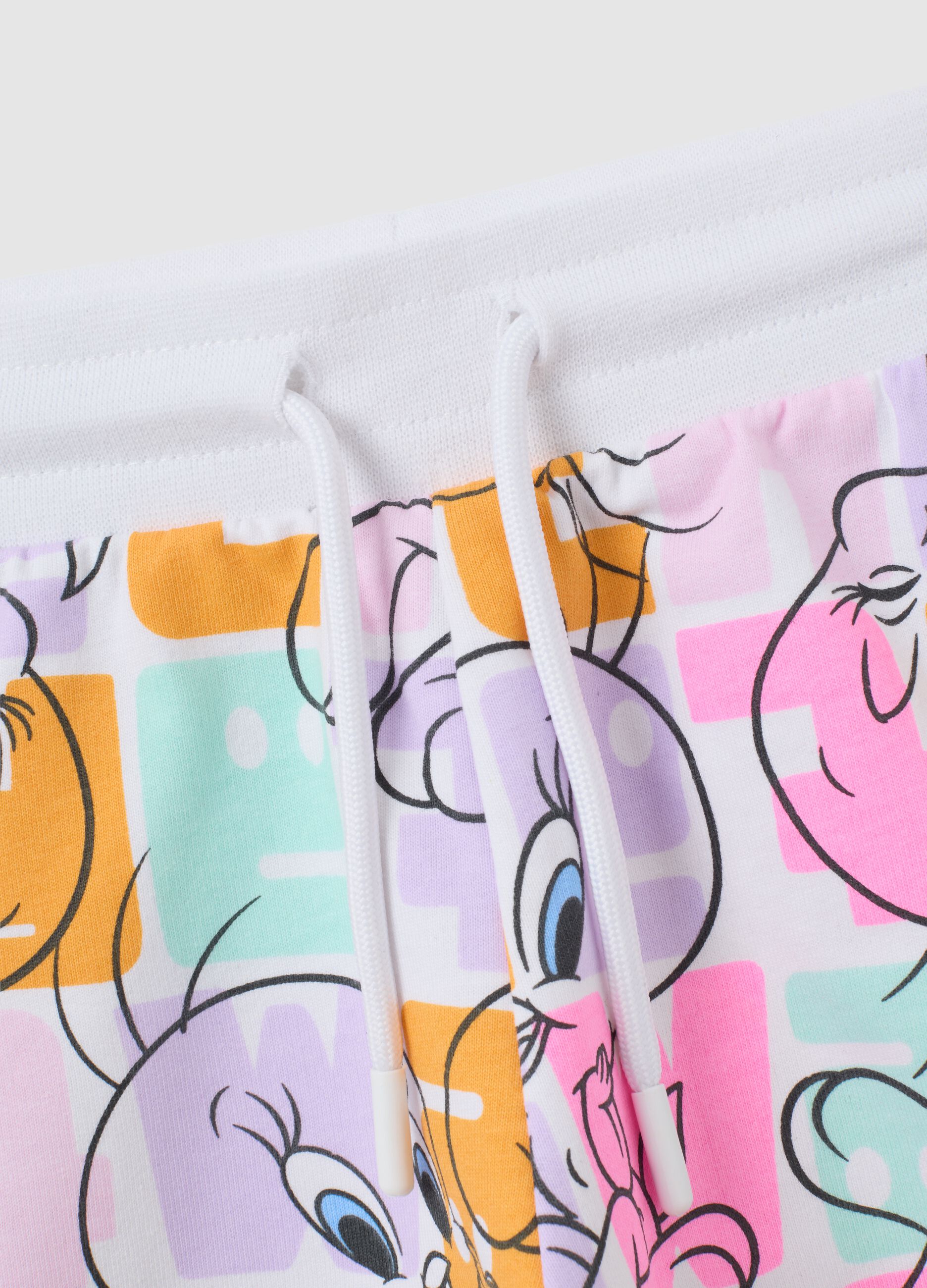 Girls' white pure cotton set regular fit with Looney Tunes prints