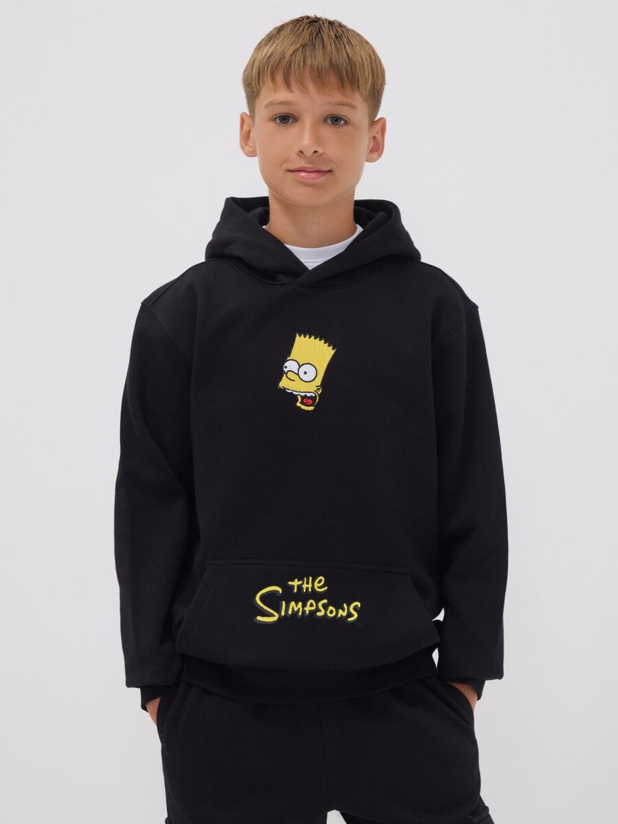 Black pure cotton hoodie with The Simpsons print for boys_1