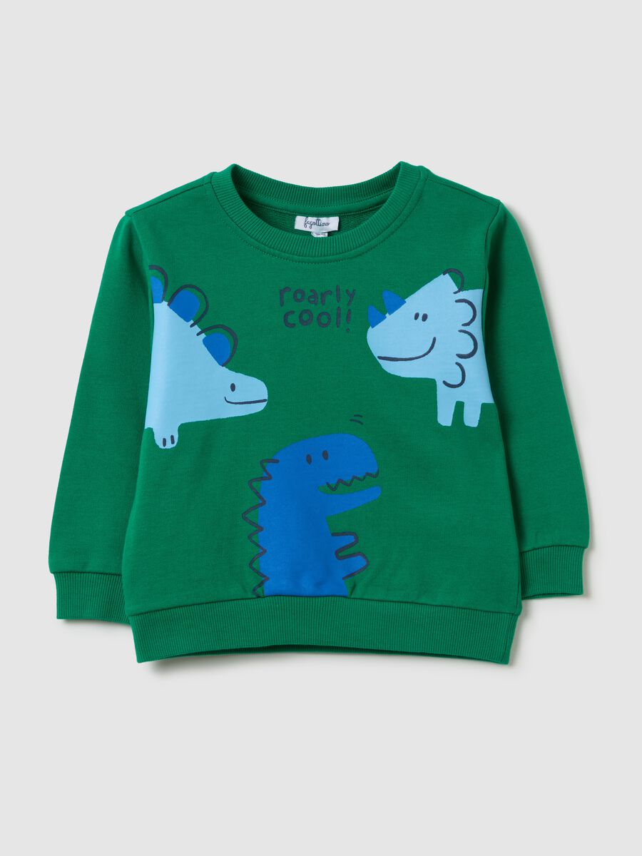 Sweatshirt with round neck and dinosaurs print_0