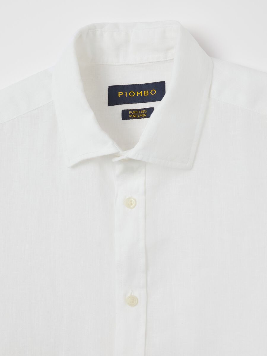 White Pure Linen Shirt Piombo_5