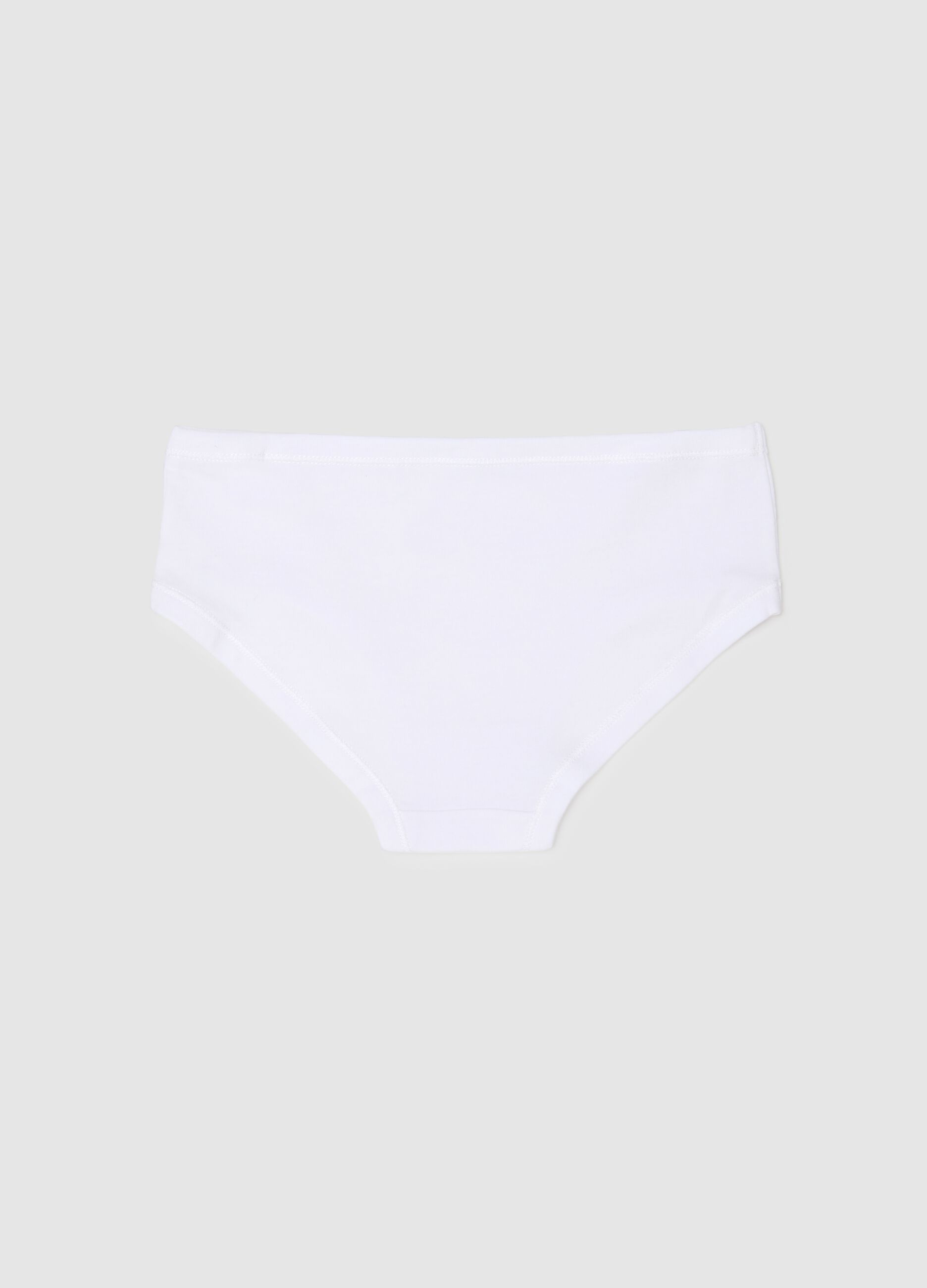 Girl's white cotton stretch regular fit briefs