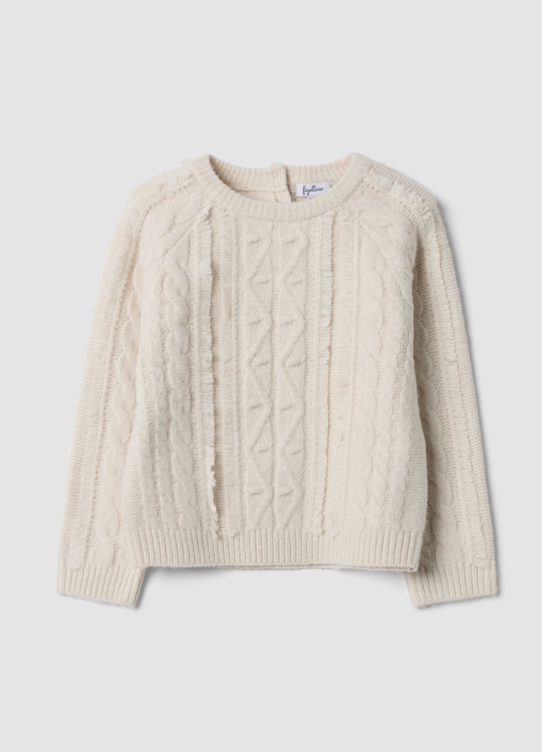 White regular-fit cable-knit stretch jumper