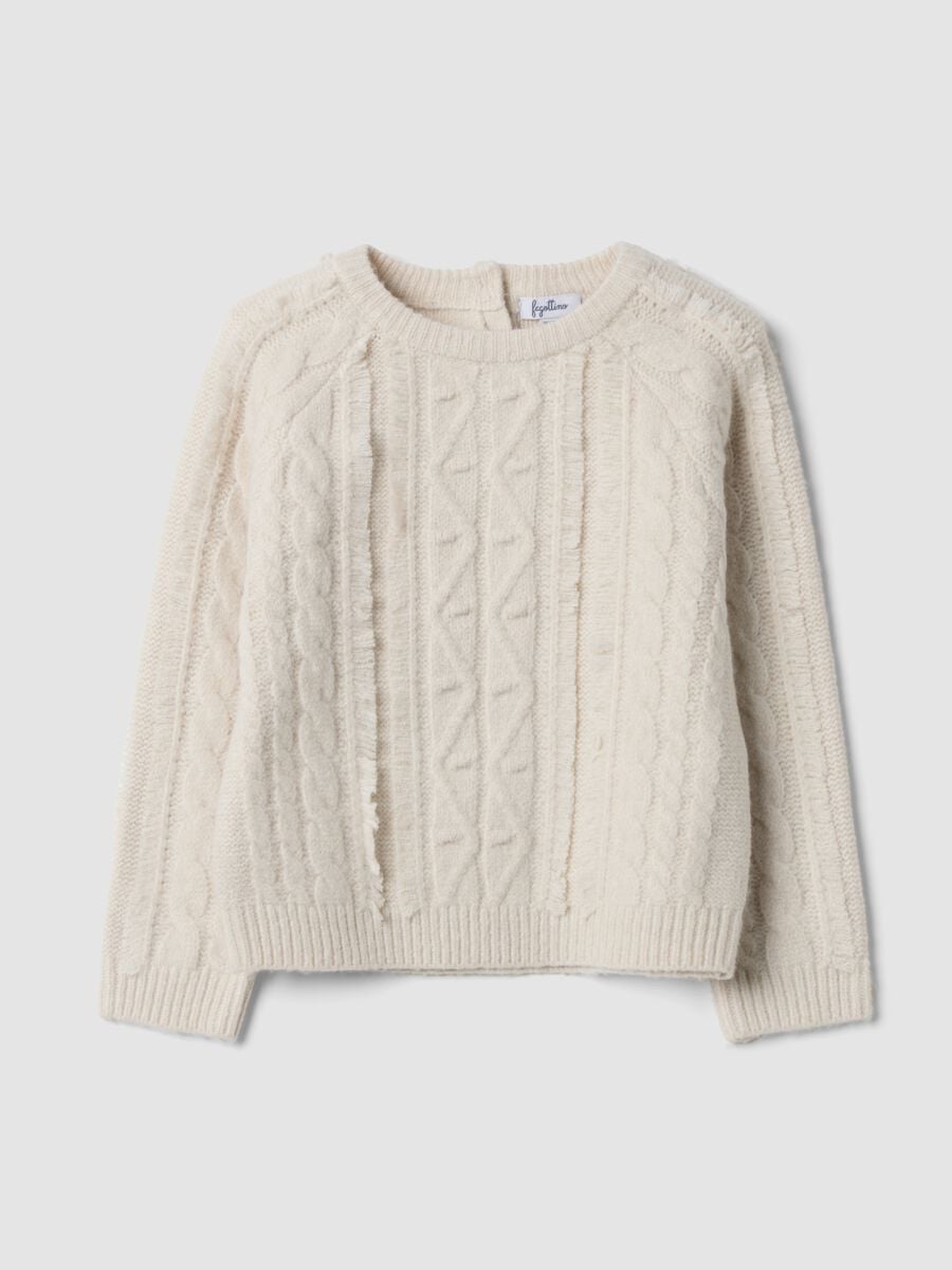 White regular-fit cable-knit stretch jumper_0