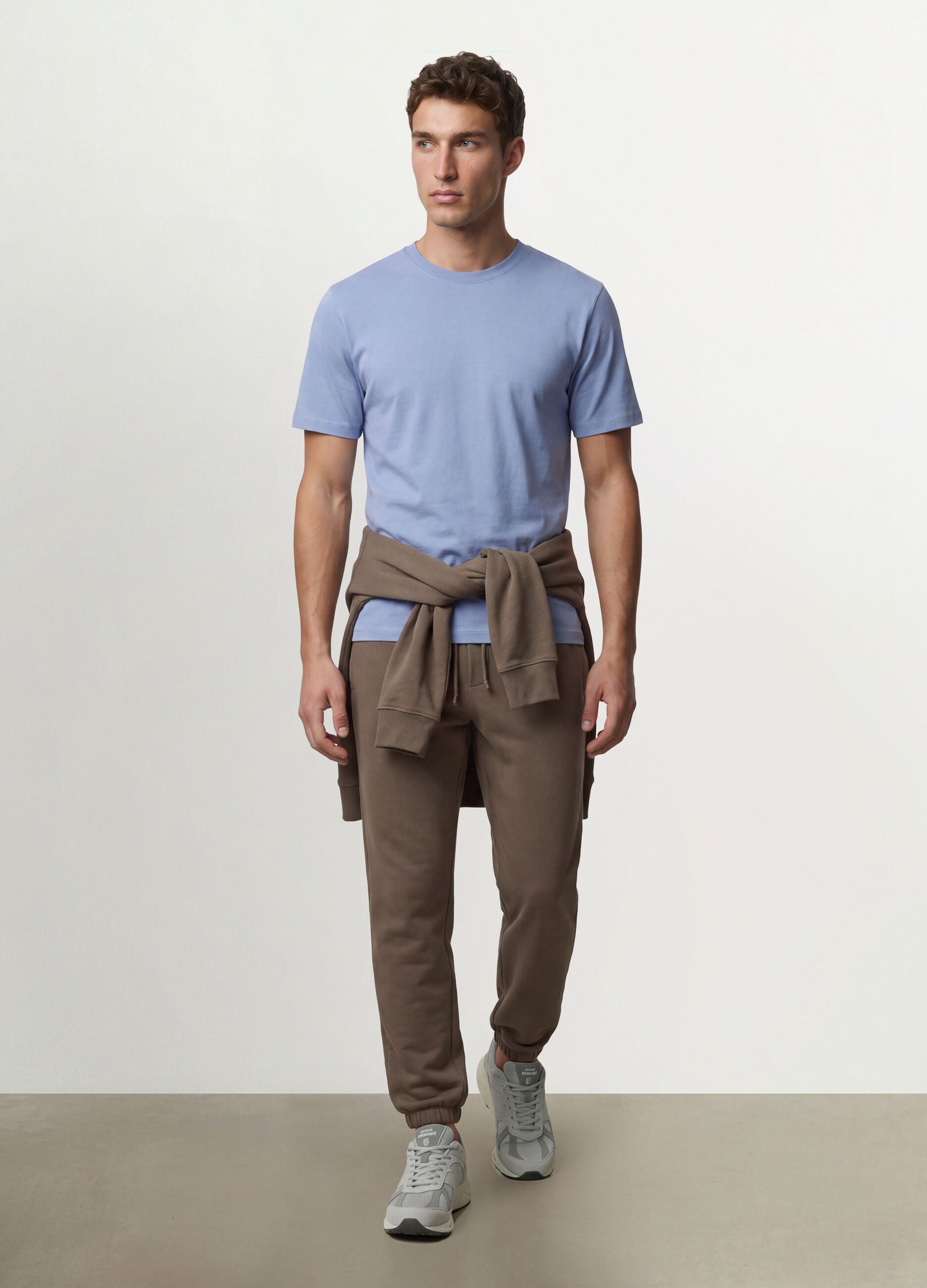 Blue regular-fit T-shirt in pure organic cotton jersey
