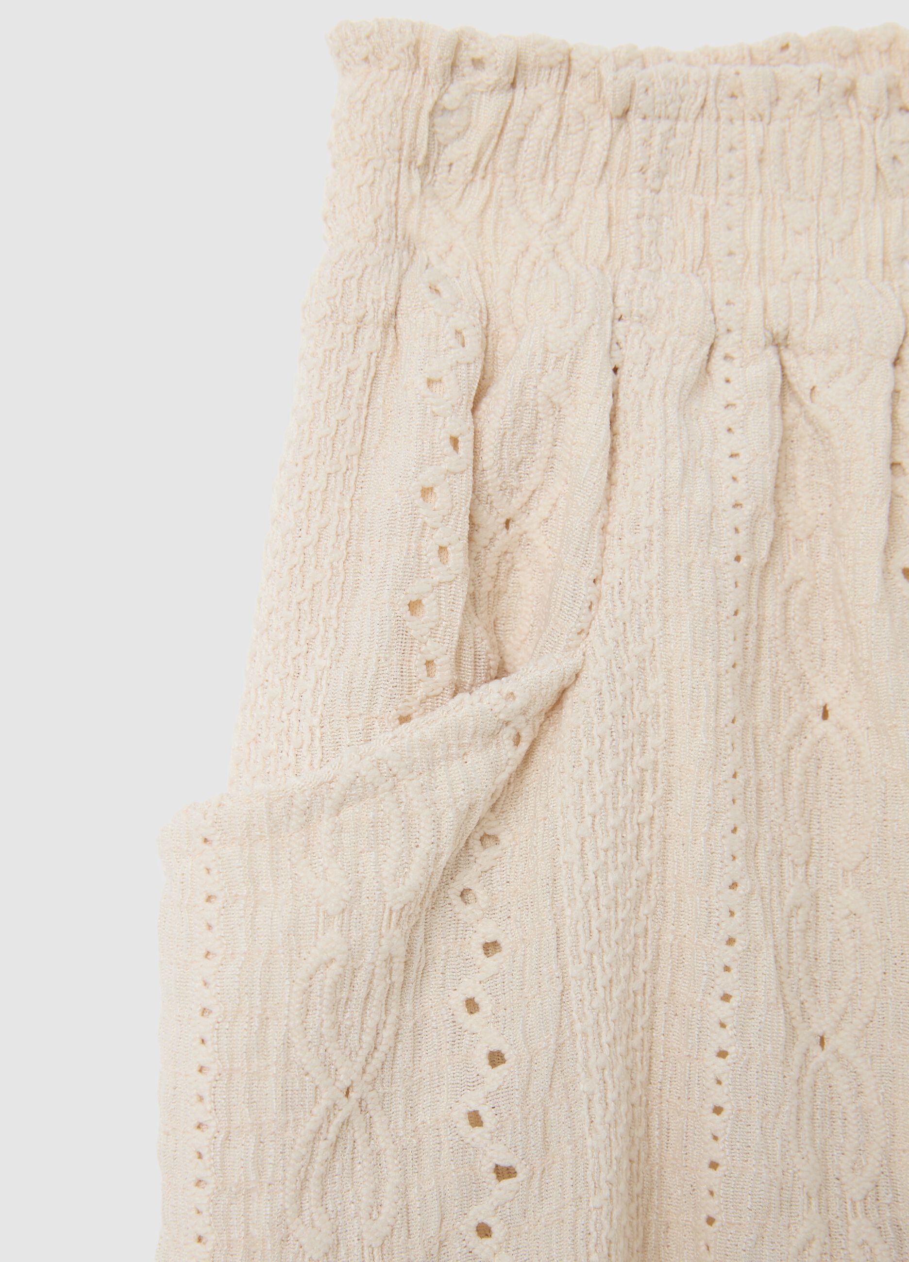 Girls' Beige Stretch Fabric Shorts