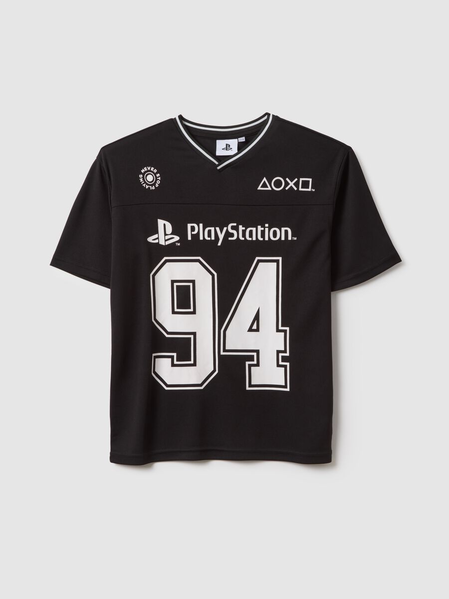 T-shirt in puro cotone nero da bambino regular fit con logo PlayStation_3